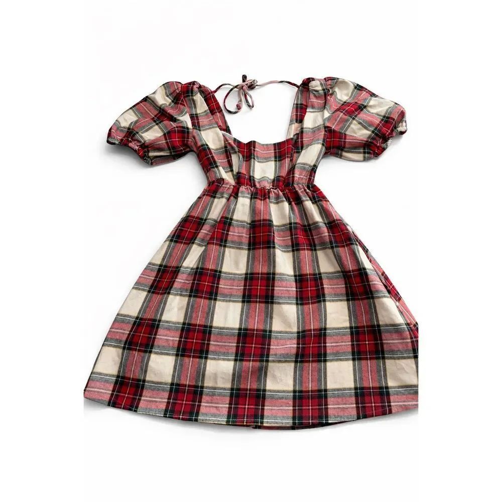 Show Me Your MuMu Smitten Plaid Flannel Babydoll Dress Size XS